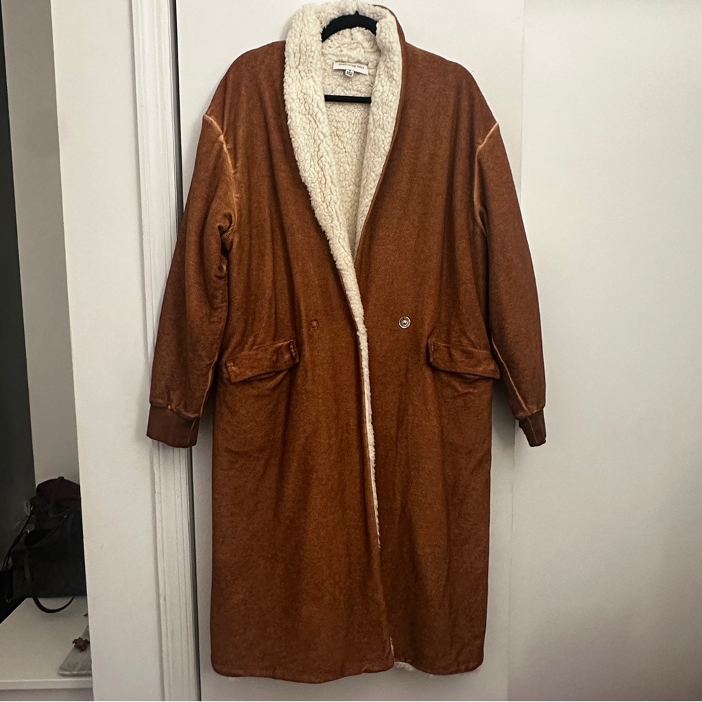 Something Navy Brown Sherpa Coat